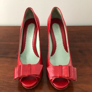 Sportmax by Max Mara Red Peep Toe Heels